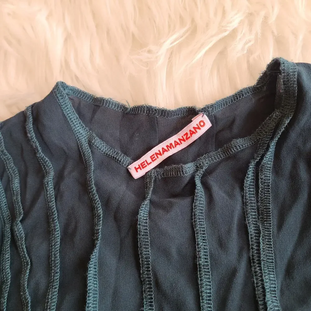 Helena Manzano Top Opening Ceremony Scuba Strap Blouse Crop Blue FW19 $520 Med - Picture 5 of 6
